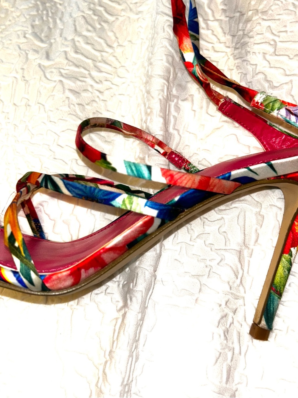 Guess Floral Multicolor Strappy High Heel Sandals